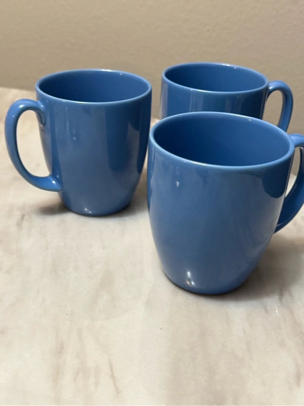 CORELLE blue coffee mugs set of 3 stoneware